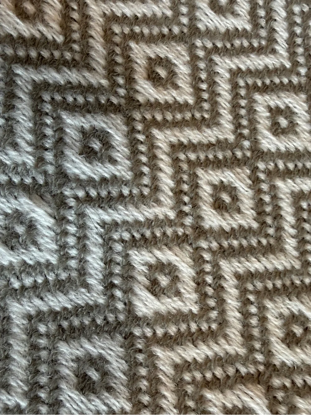 West Elm Throw Blanket 44x56 Taupe Cream Geometric Diamond Tassel Fringe D13